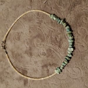 Vintage handmade turquoise and shell necklace/choker sterling findings